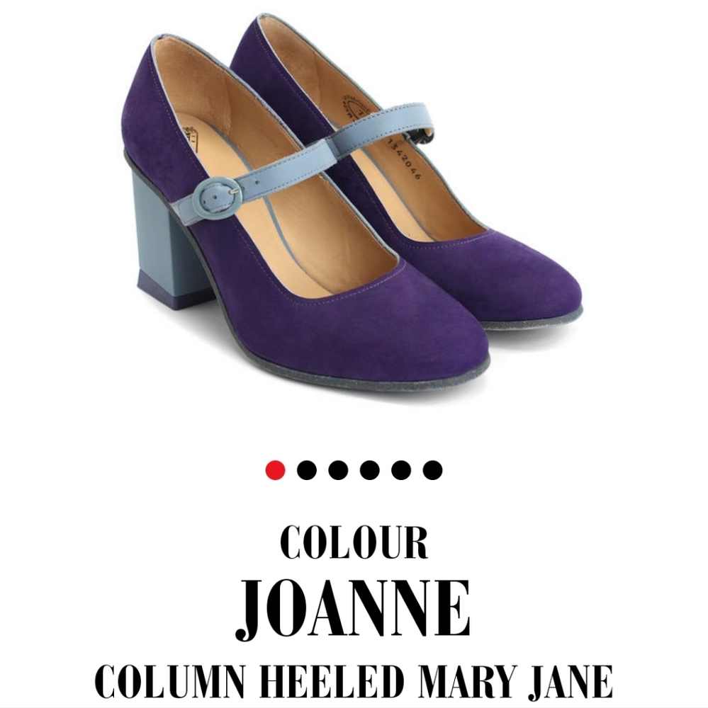 John Fluevog Mary Jane Purple Blue sz 9.5, 3 in square heel, Excellent condition